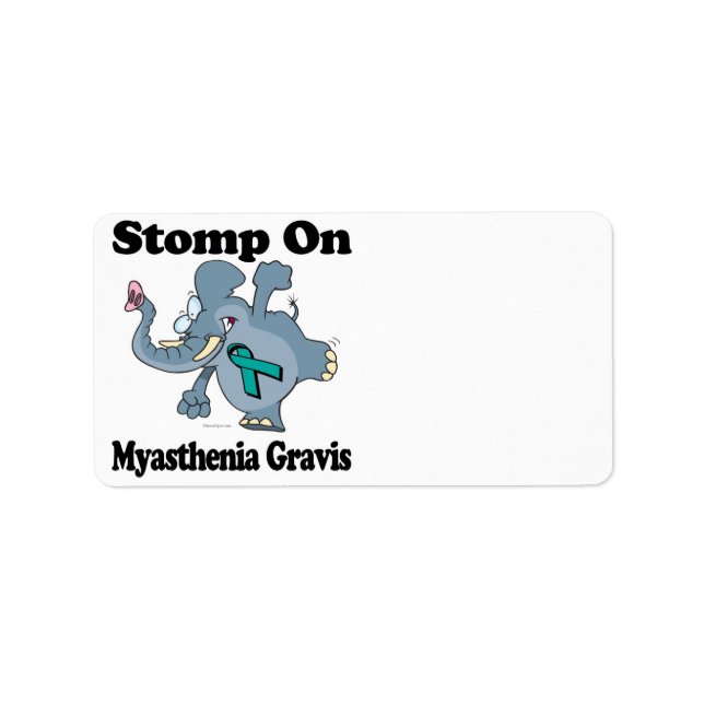 Elephant Stomp på Myasthenia Gravis Adressetikett (Framsidan)