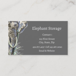 Elephant Storage Watercolor African Art Visitkort