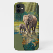 Elephant Stroll through African Vatten