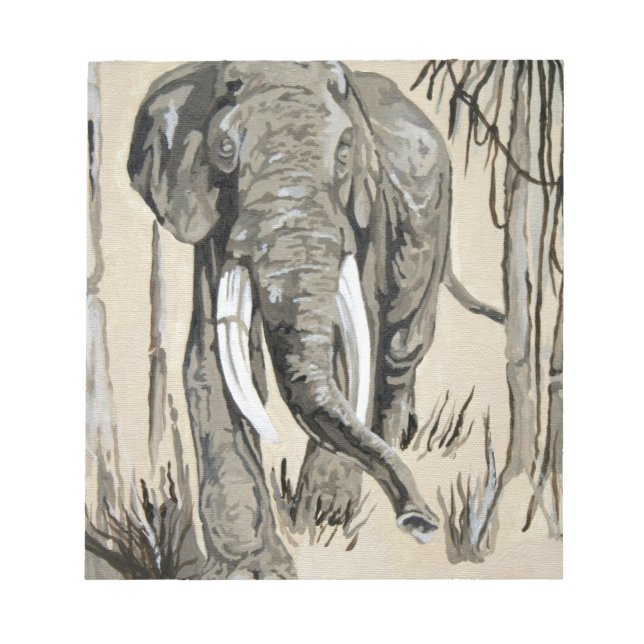 Elephant Strullande genom Wooded Savanna Art Anteckningsblock (Framsida)
