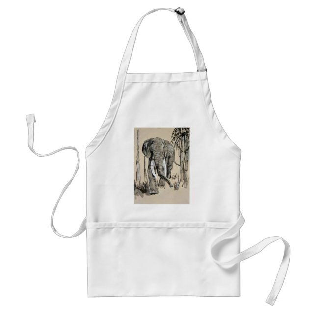 Elephant Strullande genom Wooded Savanna Art Förkläde (Framsidan)