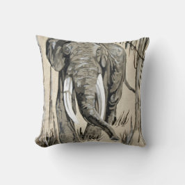 Elephant Strullande genom Wooded Savanna Art Kudde