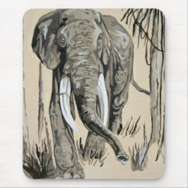 Elephant Strullande genom Wooded Savanna Art Musmatta
