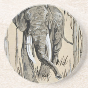 Elephant Strullande genom Wooded Savanna Art Underlägg