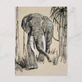 Elephant Strullande genom Wooded Savanna Art Vykort