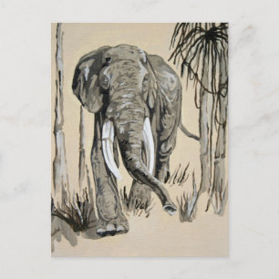 Elephant Strullande genom Wooded Savanna Art Vykort
