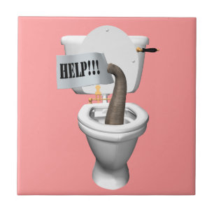 Elephant Stuck i Toilet Kakelplatta