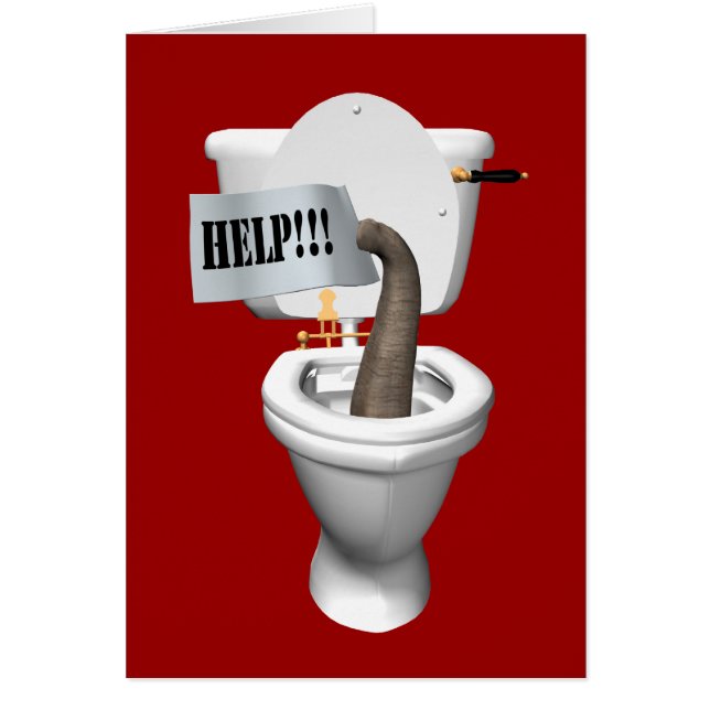 Elephant Stuck in Toilet Hälsningskort (Framsidan)