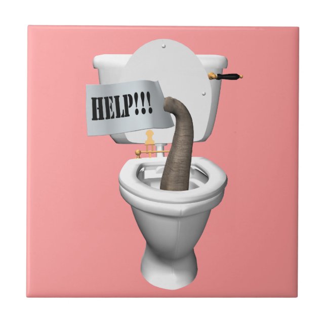 Elephant Stuck in Toilet Kakelplatta (Framsidan)