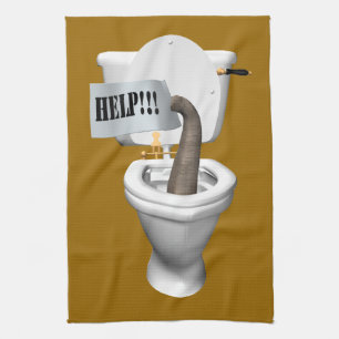 Elephant Stuck in Toilet Kökshandduk