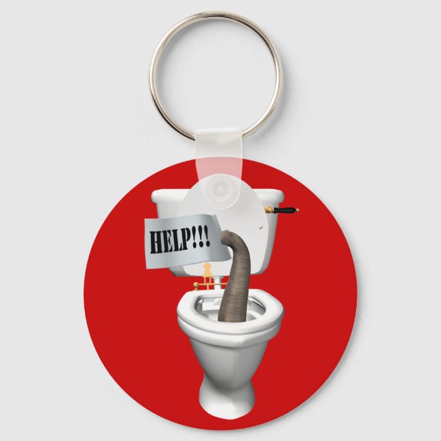 Elephant Stuck in Toilet Nyckelring (Framsida)