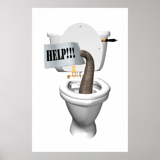 Elephant Stuck in Toilet Poster (Framsidan)