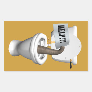 Elephant Stuck in Toilet Rektangulärt Klistermärke