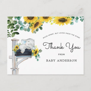 Elephant SunblommBaby Shower by Mail Tack Vykort