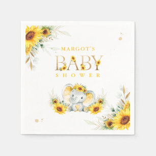 Elephant SunblommBaby Shower Gender Neutral Pappersservett