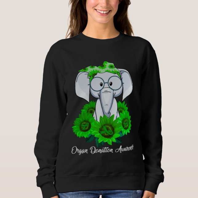 Elephant Sunflower Organ Donation Awareness Costum T Shirt (Framsida)