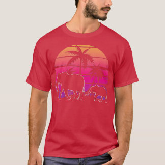 Elephant Sunset Island Palm Tree Beach Africa Wild T Shirt