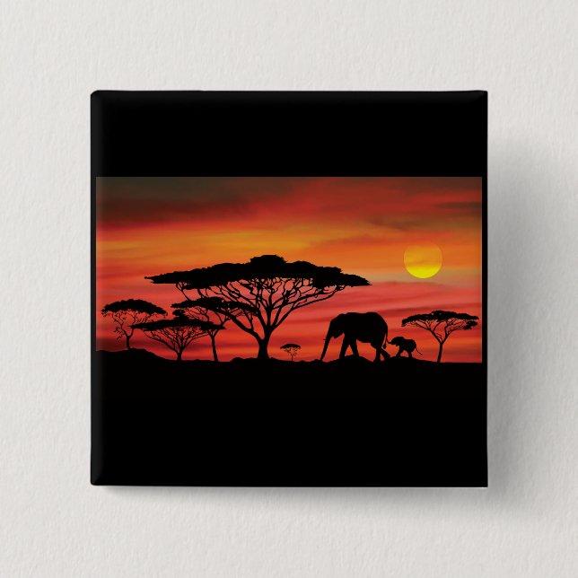 Elephant Sunset Knapp (Framsida)