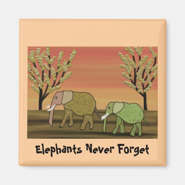 Elephant Sunset Magnet (Framsidan)