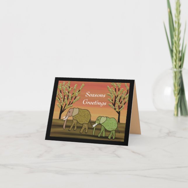 Elephant Sunset Seasons Card Helgkort (Framsida)