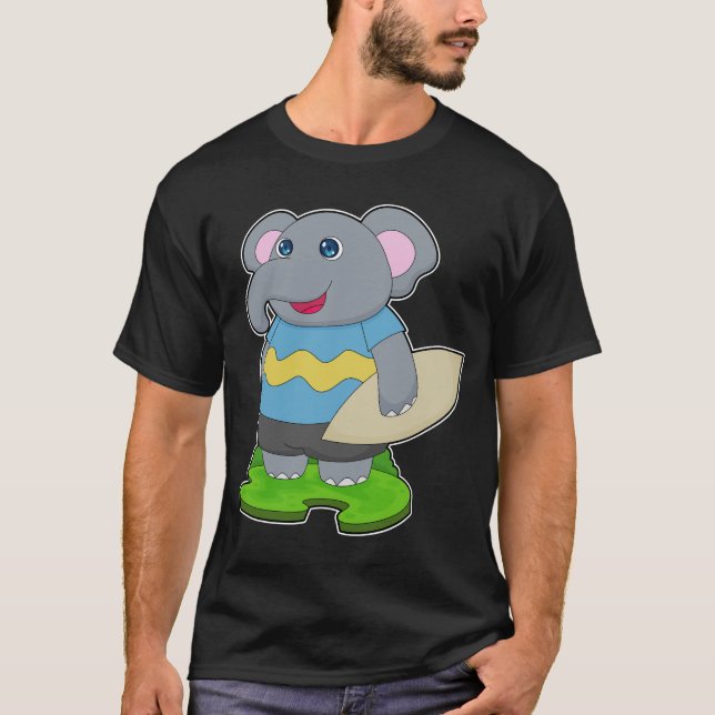 Elephant Surfer Surfboard T Shirt (Framsida)
