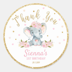 Elephant Tack Sticker Labels Birthday Favors Runt Klistermärke