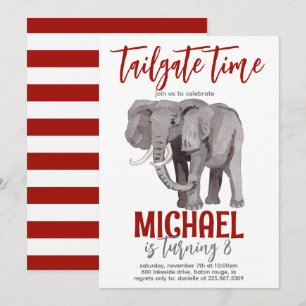 Elephant Tailgate Birthday Inbjudan