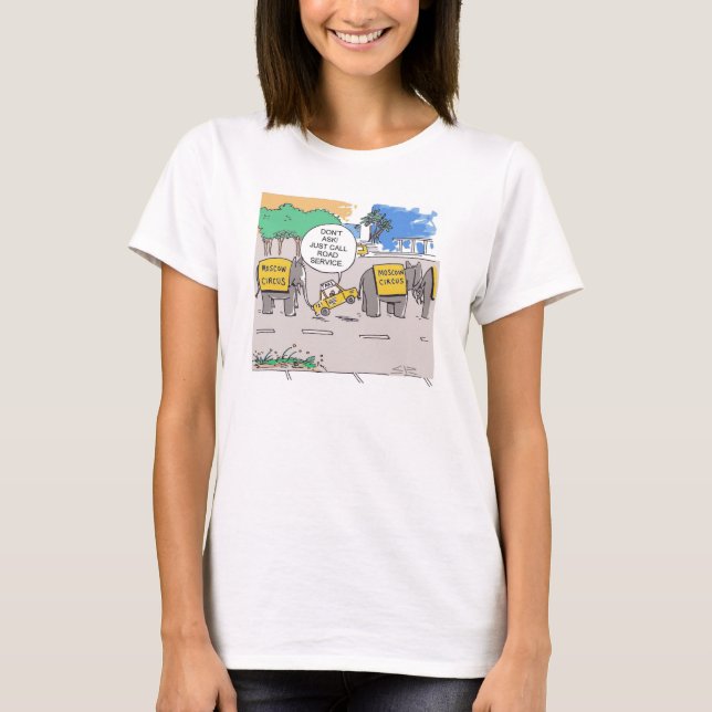 Elephant Taxi Line tecknad Women shirt T Shirt (Framsida)