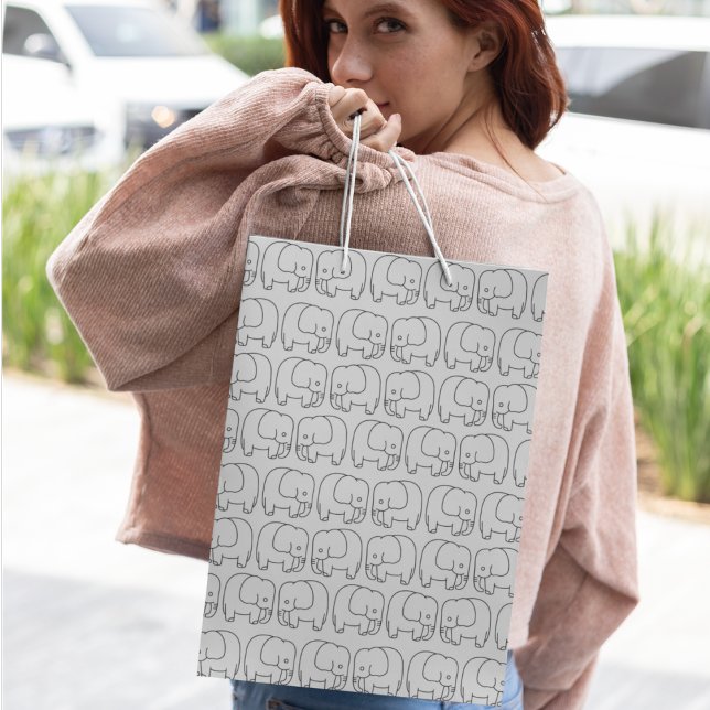 Elephant Tecknad (gift bag, birthday surprise gift bag, teddy bear gift bag, wine gift bag, travel bag, use and throw )