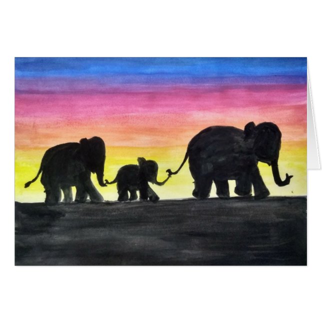 Elephant teckning kort av Rashmi (Framsidan Horizontal)