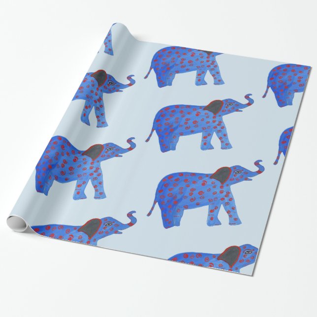 Elephant Teckning Wrapping Papper Presentpapper (Utrullad)