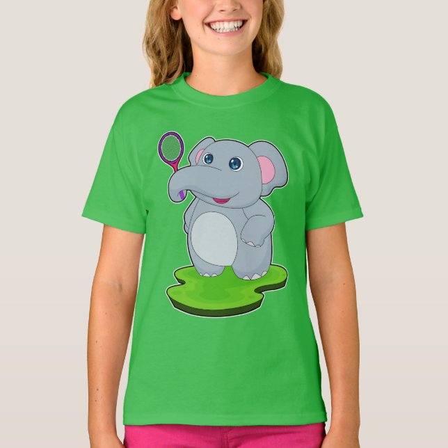 Elephant Tennis Tennis racket T Shirt (Framsida)