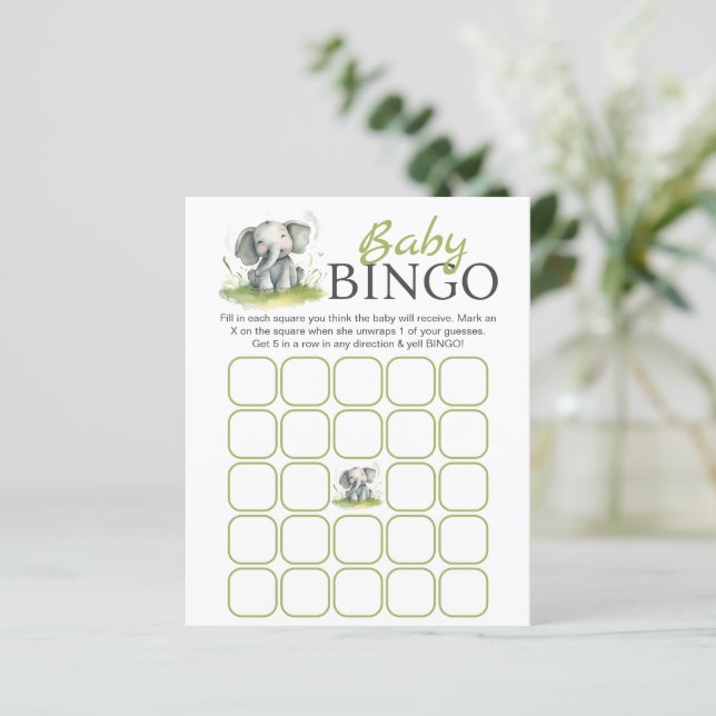 Elephant ThBäste BabyShower Bingo Papprare Lakan (Stående Fram)