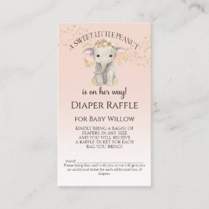 Elephant ThBäste Diaper Raffle Flicka Shower Visitkort