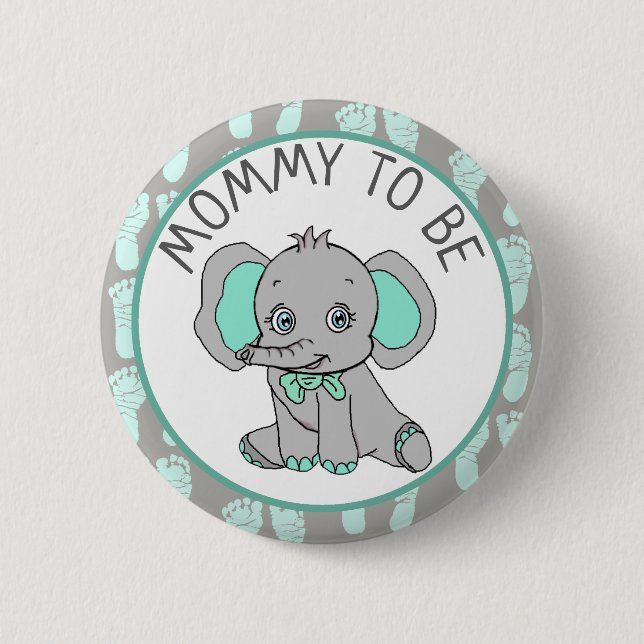 Elephant ThBäste Mamma till Baby Shower Knapp (Framsida)