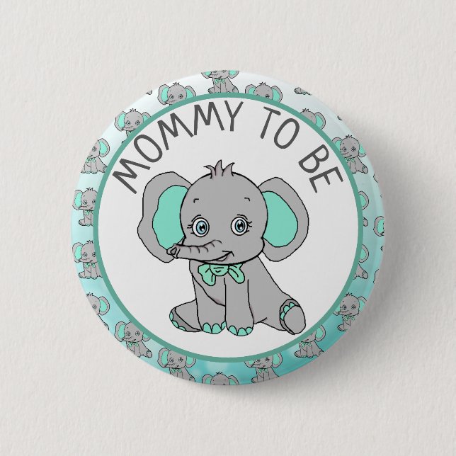 Elephant ThBäste Mamma till Baby Shower Knapp (Framsida)