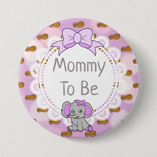 Elephant ThGodtycke Mamma till Baby Shower Knapp (Framsida)