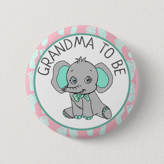 Elephant Thligma Grandma to be Baby Shower Knapp (Framsida)
