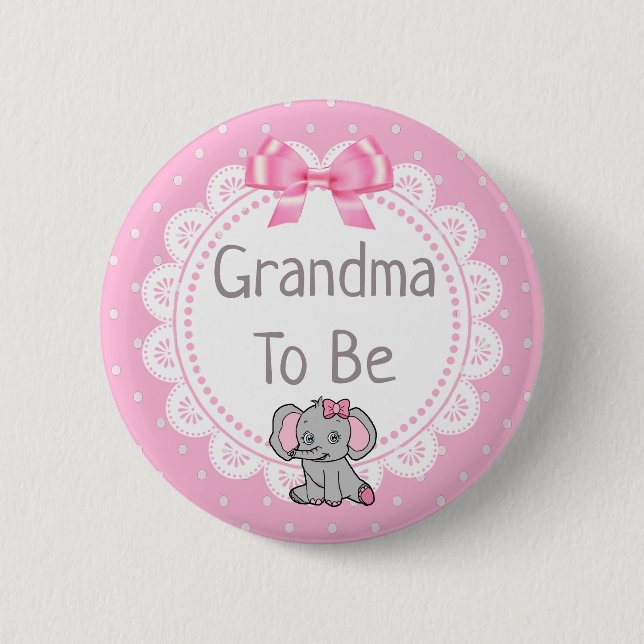 Elephant Thligma Grandma to be Baby Shower Knapp (Framsida)