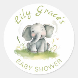Elephant ThMelige Baby Shower Round Sticker Runt Klistermärke