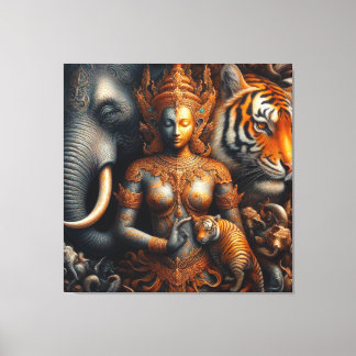 Elephant-tiger för spritkonst canvastryck