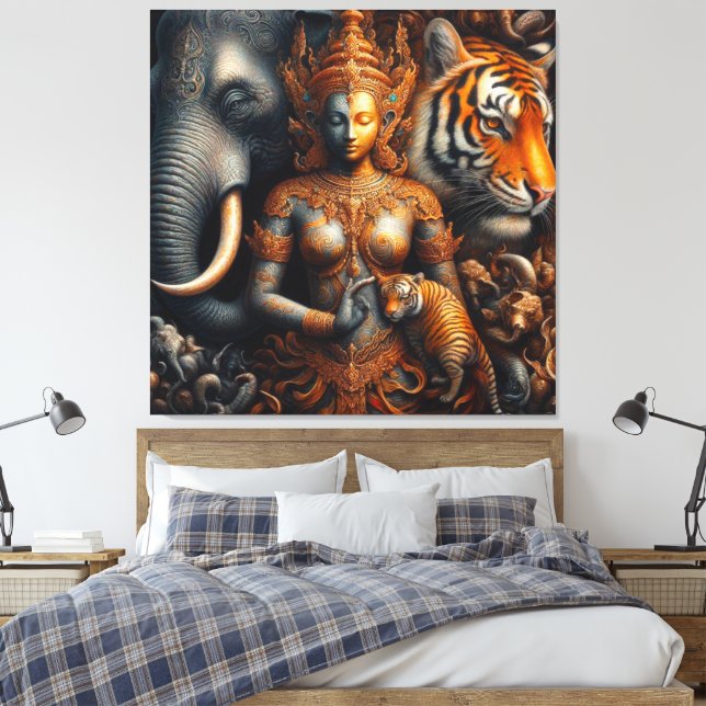 Elephant-tiger för spritkonst canvastryck (Insitu (sovrum))