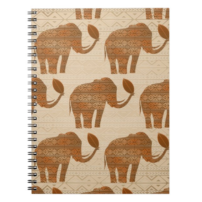Elephant Tribal Art Design Anteckningsbok (Framsidan)