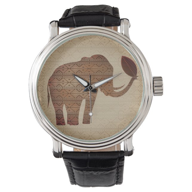Elephant Tribal Art Design Armbandsur (Framsida)
