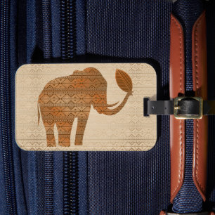 Elephant Tribal Art Design Bagagebricka
