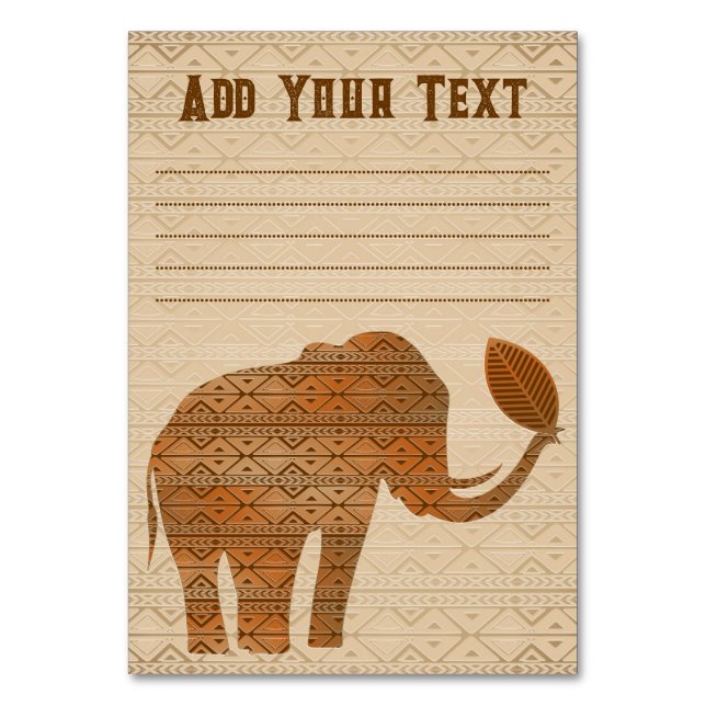 Elephant Tribal Art Design Bordsnummer (Framsidan)
