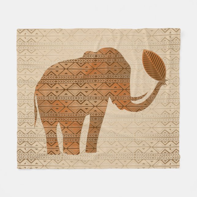 Elephant Tribal Art Design Fleecefilt (Framsidan (Horisontell))