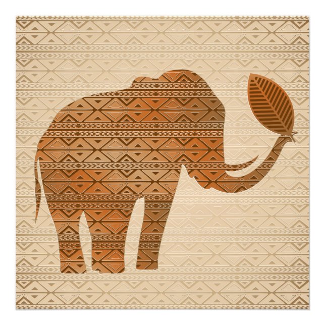 Elephant Tribal Art Design Fototryck (Framsidan)