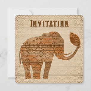 Elephant Tribal Art Design Inbjudningar