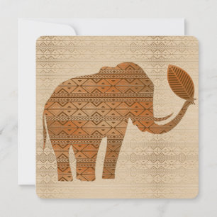 Elephant Tribal Art Design Inbjudningar